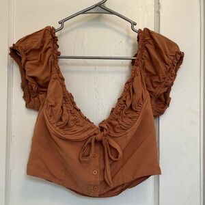 Cropped button up summer top